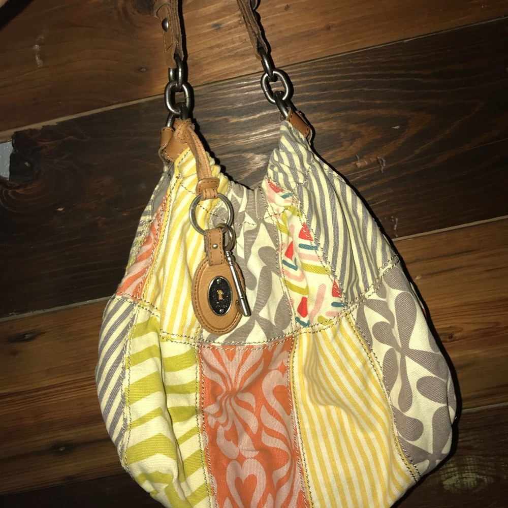 Fossil multicolored patchwork leather purse